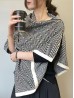 Wavy Print Shawl W/ Buttons